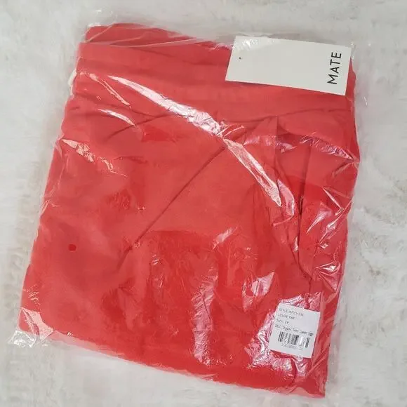 NWT Mate The Label Organic Cotton Classic Terry Jogger Cherry Red Pant